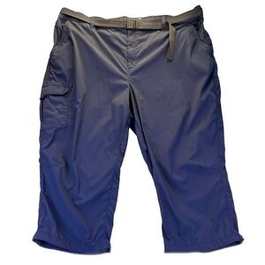 LL Bean Women's 2X Plus Tropic Wear Cropped Cargo Hiking Pants Removable Belt